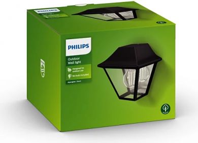 Philips Āra sienas gaismeklis Alpenglow 1x42W 230V E27 IP44 Melns 915005382001 | Elektrika.lv