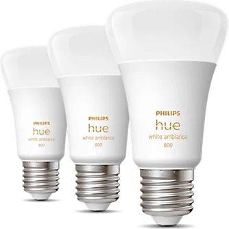 Philips HueWA Bulb 6W A60 E27 EUR 806lm 2200-6500K 3 pcs. 929002489803 | Elektrika.lv