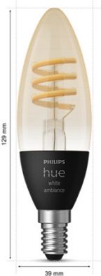 Philips HueWA Bulb 4.6W Fil Candle E14 EU 350lm 2200-4500K 2 pcs. 929003145202 | Elektrika.lv