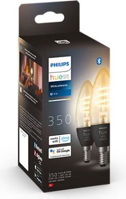 Philips HueWA Spuldze 4.6W Fil Candle E14 EU 350lm 2200-4500K 2 gab. 929003145202 | Elektrika.lv