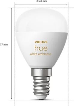 Philips HueWA Spuldze 5.1W Luster E14 EU 470lm 2200-6500K 2 gab. 929003573702 | Elektrika.lv