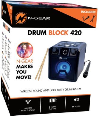 N-Gear N-Gear Portable Bluetooth Cube Drum Speaker The Drum Block 420 50 W, Portable, Wireless connection, Black, Bluetooth BLOCK420 | Elektrika.lv