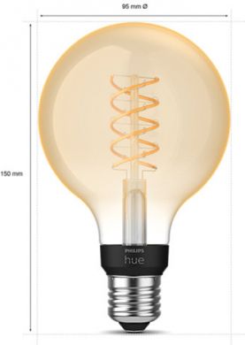 Philips HueW Умная LED лампочка 7.2W Fil G93 E27 EUR 2100K 550lm 929003051901 | Elektrika.lv