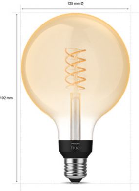 Philips HueWA Smart LED bulb 7W Fil G125 E27 EUR 2100K 550lm 929003052101 | Elektrika.lv