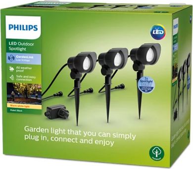 Philips Outdoor luminaire LV Spot pack 24W 2700K 600lm IP44 1x5m, 2x2m 3 pcs. Black 929003262001 | Elektrika.lv
