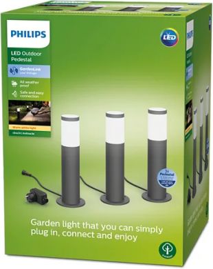 Philips Outdoor luminaire LV Pedestal pack 24W 600lm 2700K 1x5m, 2x2m IP44 3 pcs. Anthracite 929003262201 | Elektrika.lv