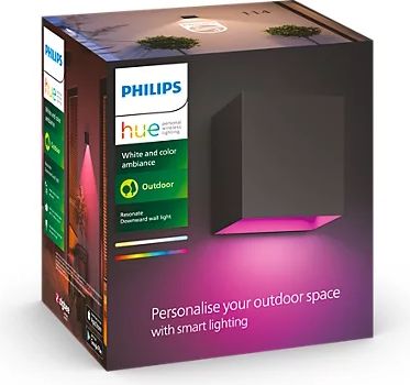 Philips Outdoor wall luminaire Hue Resonate 350/590lm 2000-6500K 8W IP44 EU Black 929003553001 | Elektrika.lv