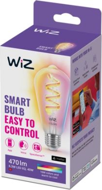 WiZ Smart LED bulb Wi-Fi BLE 6.3W (40W) ST64 E27 822-65 RGB CL 1PF 470lm 2200-6500K 929003267301 | Elektrika.lv