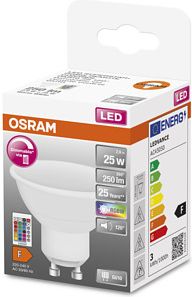 LEDVANCE LED Retrofit RGBW lamps with remote control 25 120 &deg; 4.2 W/2700 K GU10 FR 4058075445970 | Elektrika.lv