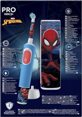 Oral-B Oral-B | Vitality PRO Kids Spiderman | Electric Toothbrush with Travel Case | Rechargeable | For children | Blue | Number of brush heads included 1 | Number of teeth brushing modes 2 D103 VITALITY PRO SP
