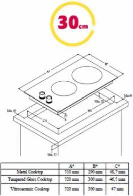 SIMFER Simfer Hob H3.201.TGRSP Gas on glass, Number of burners/cooking zones 2, Rotary knobs, Black H3.201.TGRSP | Elektrika.lv