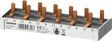 Siemens Compact pin busbar, 10mm2 connection 3p/N 6x compact device 1 MW touch protected 6 MW fixed length 5ST3673-6 | Elektrika.lv