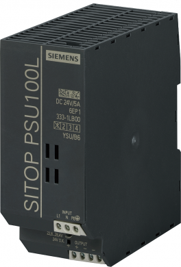 Siemens SITOP PSU100L 24 V/5 A Stabilized power supply input: 120/230 V AC, output: 24 V DC/5 A 6EP1333-1LB00 | Elektrika.lv
