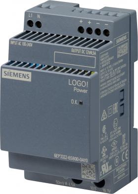 Siemens LOGO!Power 12 V / 4.5 A stabilized power supply input: 100-240 V AC output: 12 V DC / 4.5 A *Ex appr 6EP3322-6SB00-0AY0 | Elektrika.lv
