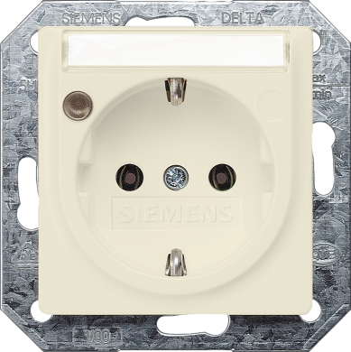 Siemens Kontaktligzda ar vietu marķējumam, Ar bezskrūvju savienojuma spailēm Statusa indikators, 10/16A 250V, elektriskais balts, DELTA i-system 5UB1561 | Elektrika.lv