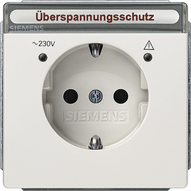 Siemens Kontaktligzda, Ar vietu marķējumam un bērnu aizsardzību, Ar pārsprieguma aizsardzību un darbības indikatoriem, 10/16A 250V, 68x68mm, Platīna metālisks, DELTA style 5UB1858-1 | Elektrika.lv