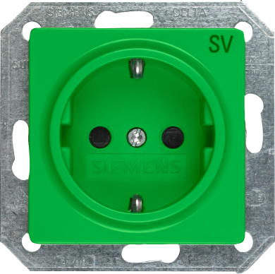 Siemens Kontaktligzda, ar "SV" uzrakstu, ar bērnu aizsardzību, 10/16A 250V, 55x55mm, zaļš, DELTA i-system 5UB1900 | Elektrika.lv
