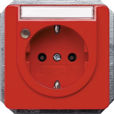 Siemens Розетка с местом для маркировки и безвинтовыми соединительными клеммами, С индикатором работы, 10/16A 250V, 65x65mm, Оранжевая (ZSV), DELTA profil 5UB1475 | Elektrika.lv