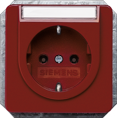 Siemens Розетка с местом для маркировки и безвинтовыми соединительными клеммами, 10/16A 250V, 65x65mm, Красная, DELTA profil 5UB1476 | Elektrika.lv