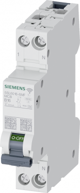 Siemens Automātslēdzis 6kA 1P+N B 16A 230V RCM/EM 5SL6016-6MF | Elektrika.lv
