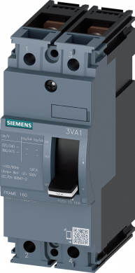 Siemens circuit breaker 3VA1 IEC frame 160 breaking capacity class N Icu=25kA @ 415V 2-pole, line protection 3VA1120-3ED22-0AA0 | Elektrika.lv