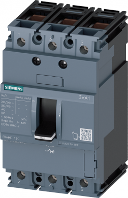 Siemens circuit breaker 3VA1 IEC frame 160 breaking capacity class M Icu=55kA @ 415V 3-pole, starter protect 3VA1102-5MG36-0AA0 | Elektrika.lv
