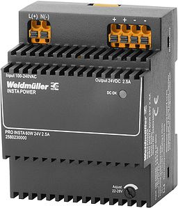 Weidmuller Power Supply PRO INSTA 60W 24VDC/2,5A 2580230000 | Elektrika.lv