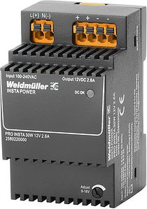 Weidmuller Power Supply PRO INSTA 30W 12VDC/2,6A 2580220000 | Elektrika.lv