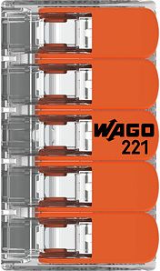 Wago Universāla savienojuma klemme 5-vietīga 0.2-4mm2 32A/450V (25gab/iep) 221-415 | Elektrika.lv
