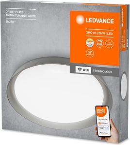 LEDVANCE SMART+ Потолочный светильник Plate CCT WIFI APP 430 mm, серый, Оттенки белого цвета 4058075486461 | Elektrika.lv