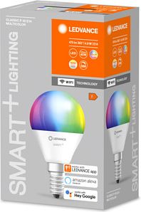 LEDVANCE SMART+ WiFi Spuldze Classic P40 RGBW E14 FR  Daudzkrāsaina gaisma 4058075485631 | Elektrika.lv