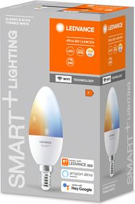 LEDVANCE SMART+ WiFi Spuldze Classic B40 TW E14 FR Baltas krāsas toņi 4058075485556 | Elektrika.lv