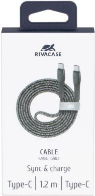 Rivacase CABLE USB-C TO USB-C 1.2M/GREY PS6105 GR12 RIVACASE PS6105GR12 | Elektrika.lv