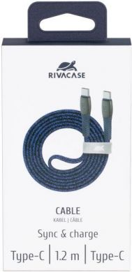 Rivacase CABLE USB-C TO USB-C 1.2M/BLUE PS6105 BL12 RIVACASE PS6105BL12 | Elektrika.lv