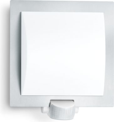 STEINEL Outdoor wall luminaire L20 S With sensor, 180° 10m E27 60W 2-2000lux IP44 Stainless steel/White 566814 | Elektrika.lv