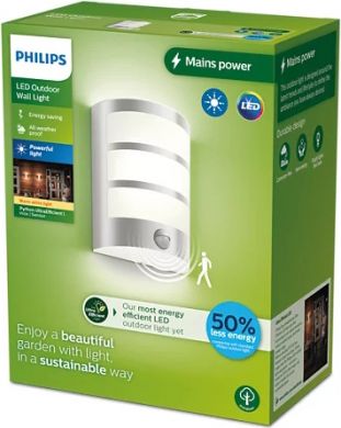 Philips Outdoor wall light Python with IR sensor UE WA 3.8W 2700K IX HV 06 800lm IP44 Stainless steel 929003359501 | Elektrika.lv