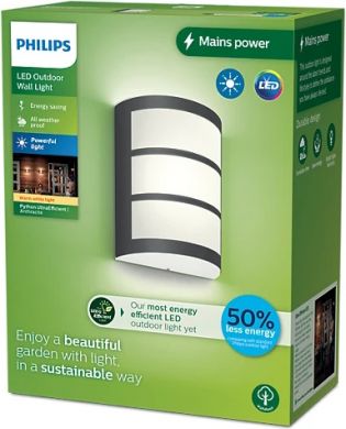 Philips Outdoor wall light Python UE WA 3.8W 2700K HV 06 800lm IP44 Anthracite 929004073401 | Elektrika.lv