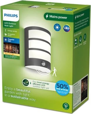 Philips Outdoor wall light Python wit IR sensor UE WA 3.8W 2700K HV 06 800lm IP44 Anthracite 929004073501 | Elektrika.lv