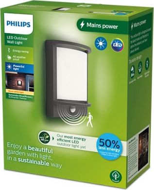 Philips Outdoor wall lantern Samondra UE WA 3.8W 2700K HV IR 06 800lm IP44 Anthracite 929003359201 | Elektrika.lv