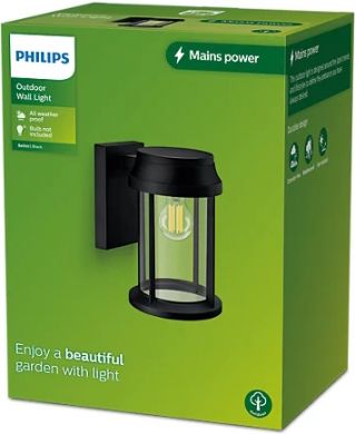 Philips Āra sienas gaismeklis Bellini WA RD Max 25W E27 HV 06 IP44 Melns 929003361201 | Elektrika.lv