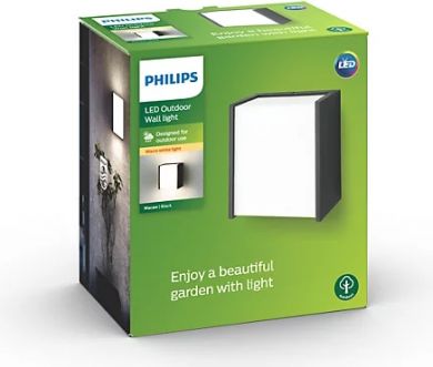 Philips Outdoor wall luminaire Macaw 1x3W WW 270lm 2700K MyGarden IP44 Black 915004435001 | Elektrika.lv