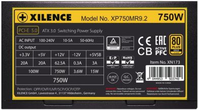 Xilence Power Supply XILENCE 750 Watts Efficiency 80 PLUS GOLD PFC Active XN173 XN173 | Elektrika.lv