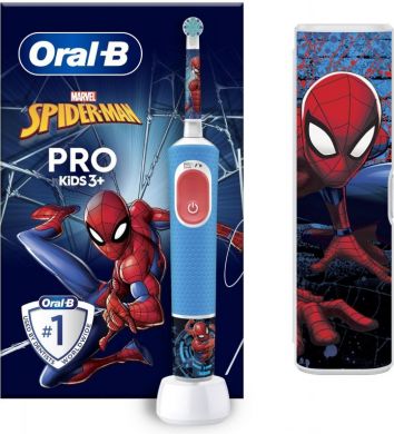 Oral-B Oral-B | Vitality PRO Kids Spiderman | Electric Toothbrush with Travel Case | Rechargeable | For children | Blue | Number of brush heads included 1 | Number of teeth brushing modes 2 D103 VITALITY PRO SP