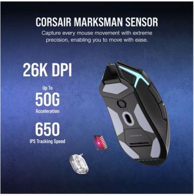 Corsair Corsair | Gaming Mouse | NIGHTSABRE RGB | Wireless | Bluetooth, 2.4 GHz | Black CH-931B011-EU