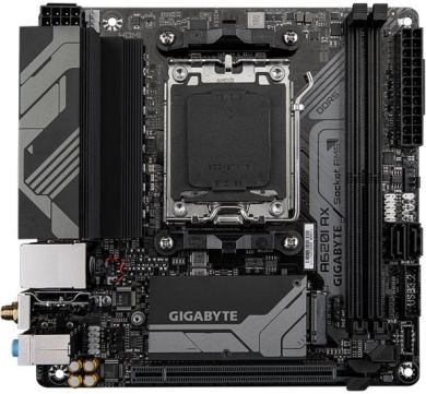 Gigabyte Gigabyte | A620I AX 1.0 | Processor family AMD | Processor socket AM5 | DDR5 DIMM | Supported hard disk drive interfaces SATA, M.2 | Number of SATA connectors 2 A620I AX