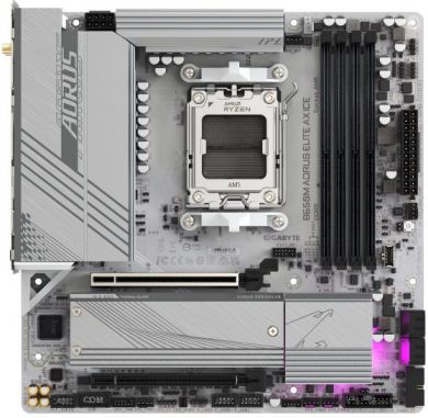 Gigabyte Gigabyte | B650M A ELITE AX ICE | Processor family AMD | Processor socket AM5 | DDR5 | Supported hard disk drive interfaces SATA, M.2 | Number of SATA connectors 4 B650M A ELITE AX ICE