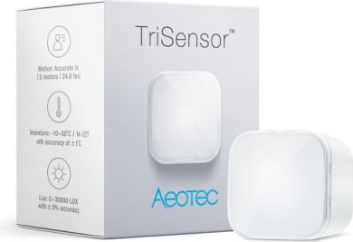 Aeotec Daudzfunkcionāls sensors (kustība, temperatūra, gaisma) TriSensor Z-Wave Plus, balts AEOEZWA005 | Elektrika.lv