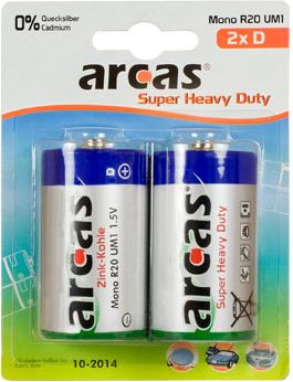 ARCAS Baterijas D/R20, Super Heavy Duty, 2 gab 10700220 | Elektrika.lv