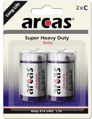 ARCAS Baterijas C/R14, Super Heavy Duty, 2 gab. 10700214 | Elektrika.lv