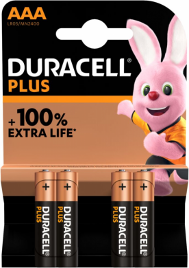 Duracell Baterijas Plus MN2400 AAA, Alkaline, 4 gab. 817 | Elektrika.lv